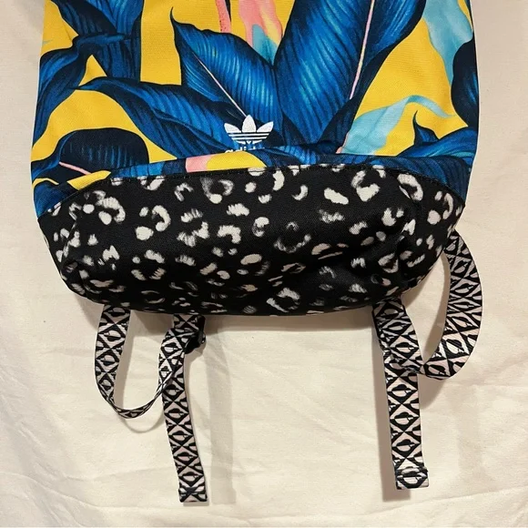 Adidas Blue and Yellow Tropical Print Backpack - Picture 4 of 11